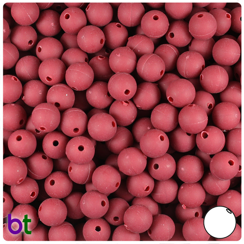 BeadTin Burgundy Matte 8mm Round Plastic Craft Beads (300pcs)