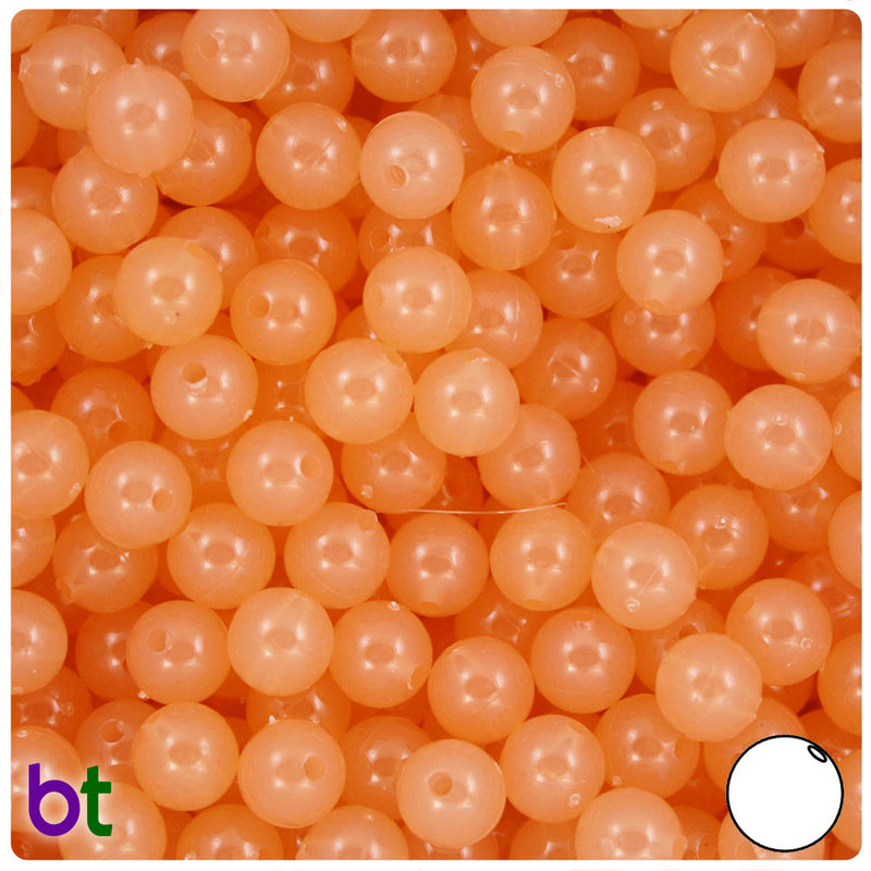 BeadTin Peach Transparent 8mm Round Plastic Craft Beads (300pcs)