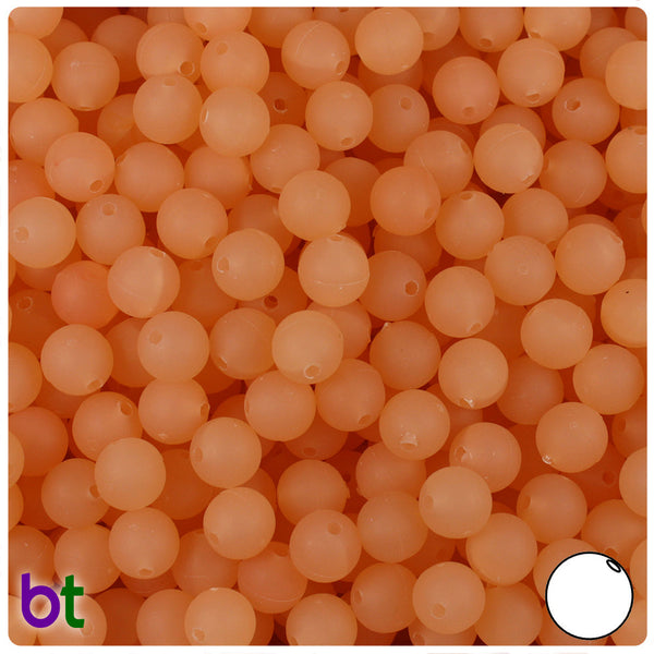 BeadTin Peach Frosted 8mm Round Plastic Craft Beads (300pcs)