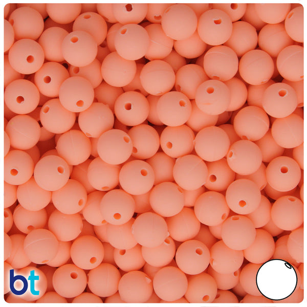 BeadTin Peach Matte 8mm Round Plastic Craft Beads (300pcs)