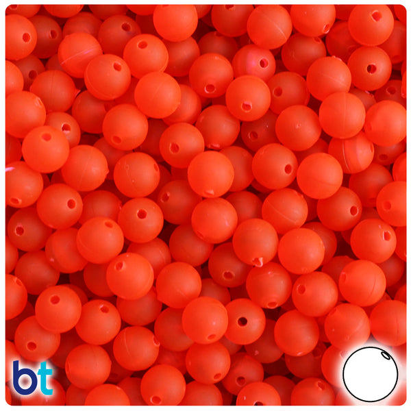 BeadTin Fire Red Frosted 8mm Round Plastic Craft Beads (300pcs)