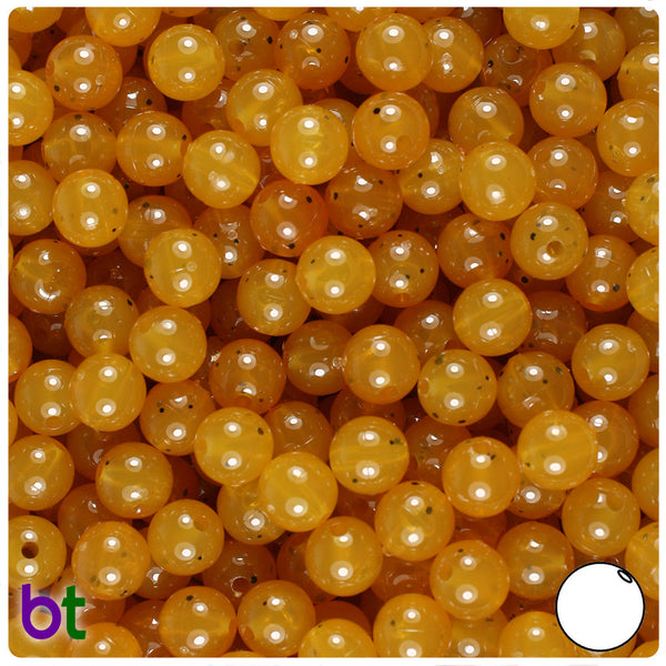 BeadTin Amber Transparent 8mm Round Plastic Craft Beads (300pcs)