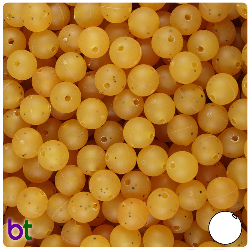 BeadTin Amber Frosted 8mm Round Plastic Craft Beads (300pcs)