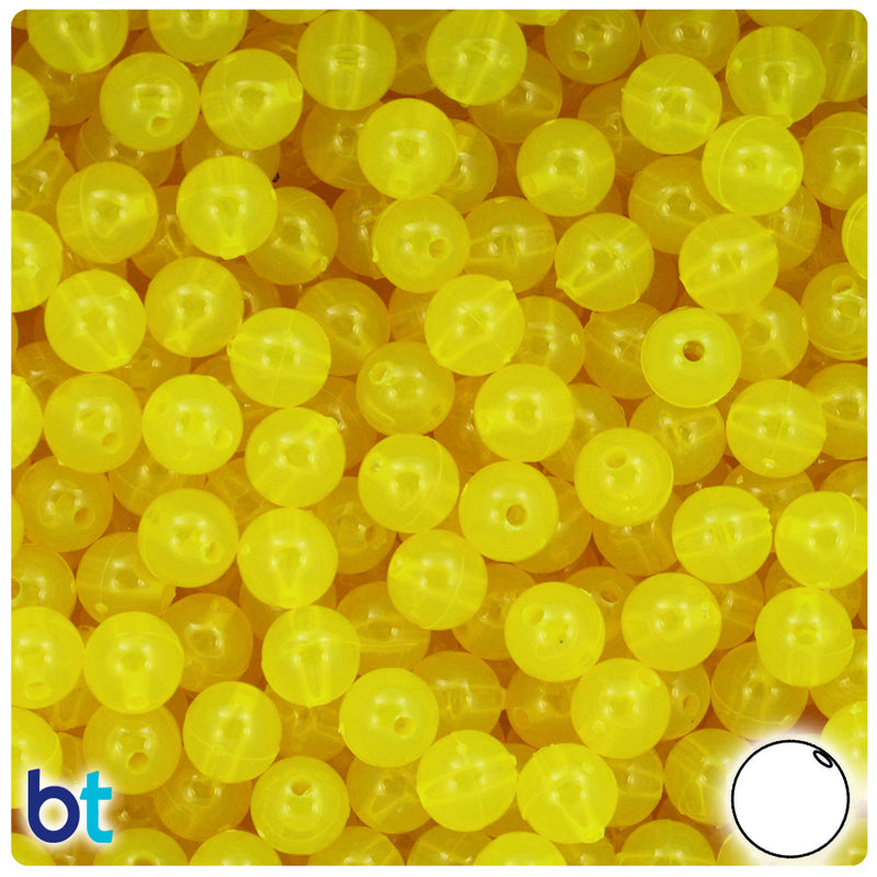 BeadTin Lure Yellow Transparent 8mm Round Plastic Craft Beads (300pcs)