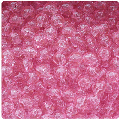 BeadTin Pale Pink Transparent 8mm Round Plastic Craft Beads (300pcs)