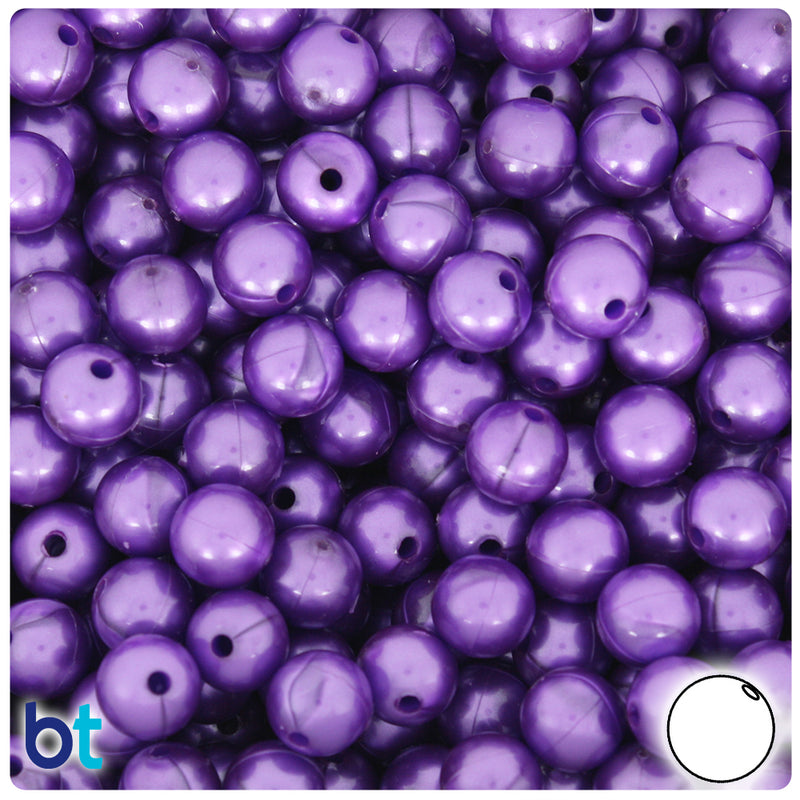 BeadTin Dark Purple Pearl 8mm Round Plastic Craft Beads (300pcs)