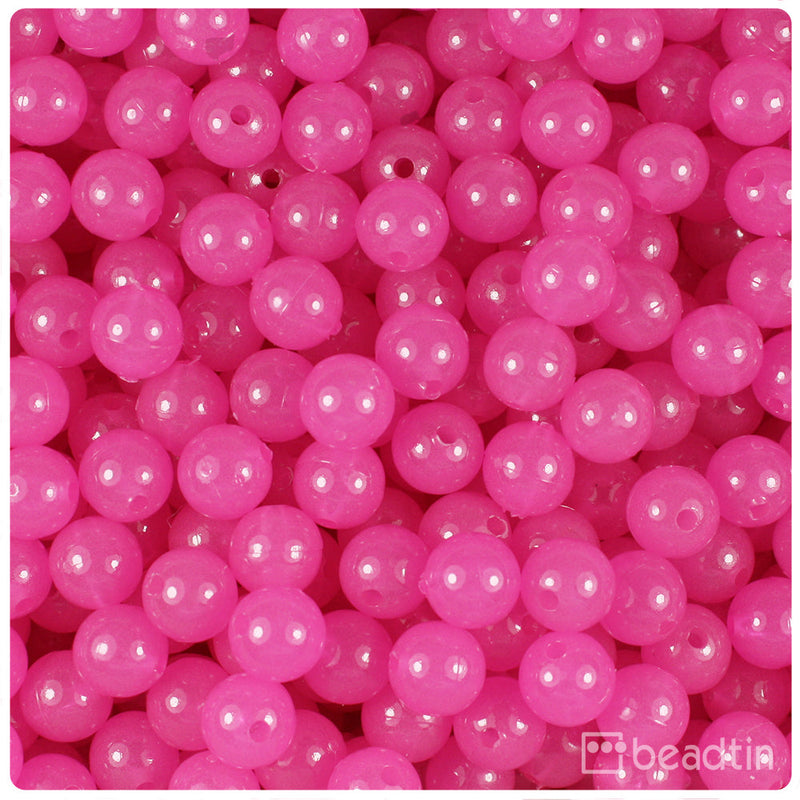 BeadTin Pink Glow 8mm Round Plastic Craft Beads (300pcs)