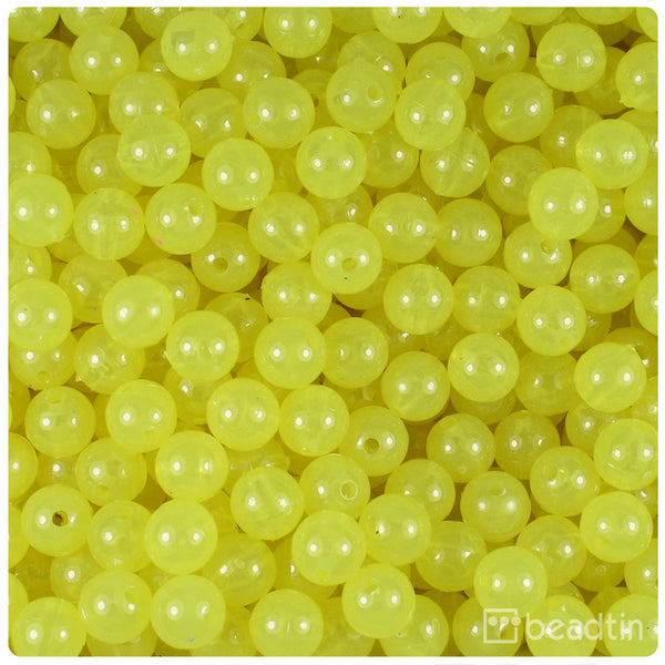 BeadTin Yellow Glow 8mm Round Plastic Craft Beads (300pcs)