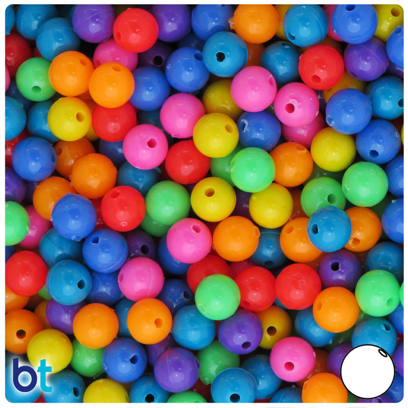 BeadTin Circus Opaque Mix 8mm Round Plastic Craft Beads (300pcs)