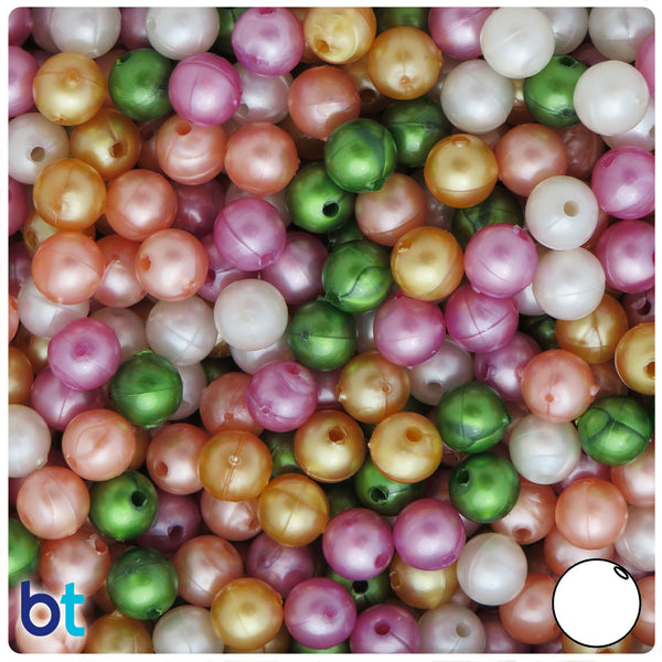 BeadTin Warm Pearl Mix 8mm Round Plastic Craft Beads (300pcs)