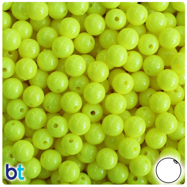 BeadTin Chartreuse Opaque 8mm Round Plastic Craft Beads (300pcs)