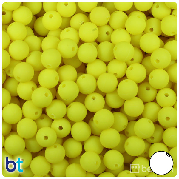 BeadTin Chartreuse Matte 8mm Round Plastic Craft Beads (300pcs)