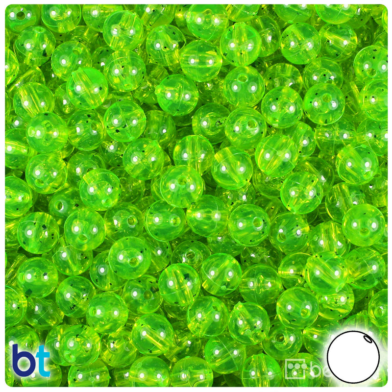 BeadTin Lime Roe Transparent 8mm Round Plastic Craft Beads (300pcs)