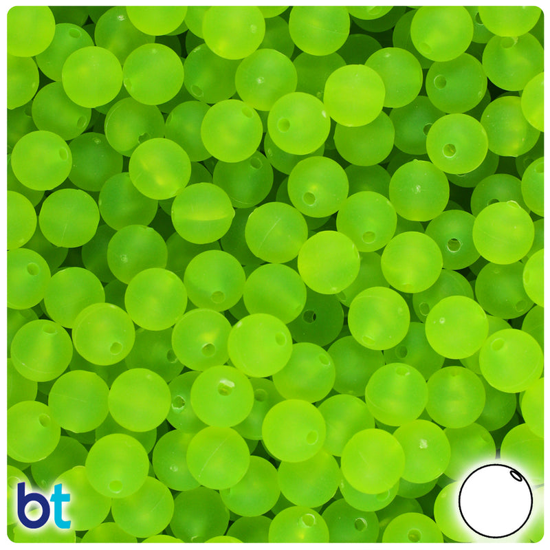 BeadTin Lime Roe Frosted 8mm Round Plastic Craft Beads (300pcs)