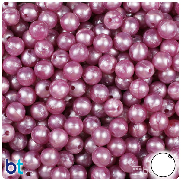 BeadTin Mauve Pearl 8mm Round Plastic Craft Beads (300pcs)