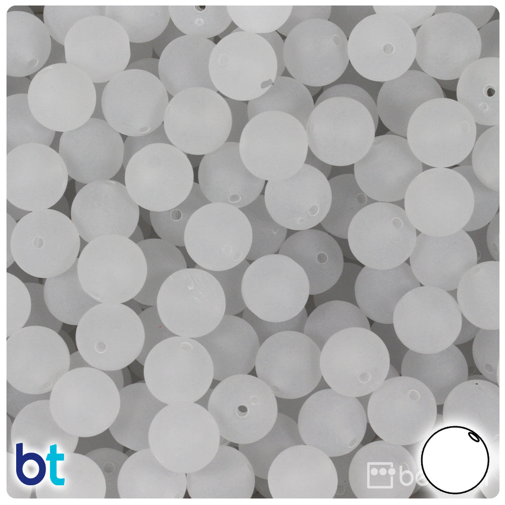 BeadTin Ice Frosted 10mm Round Plastic Craft Beads (150pcs)