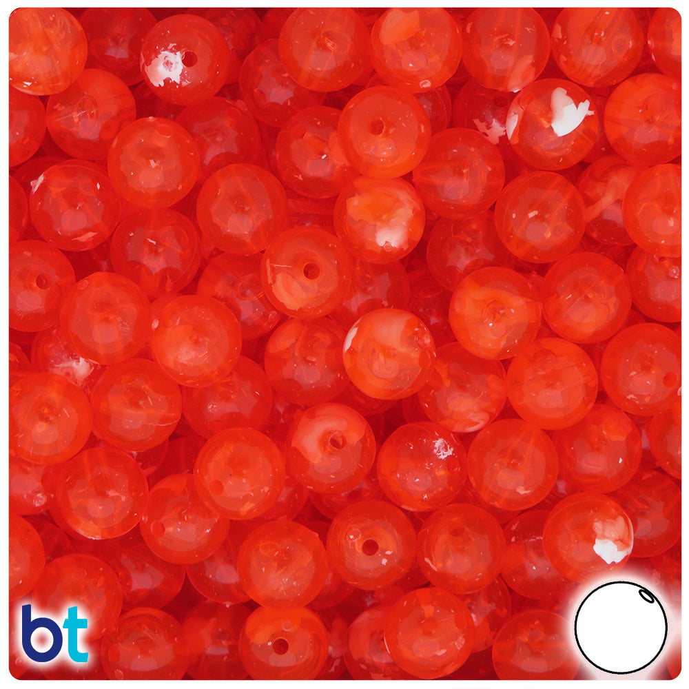 BeadTin Hyacinth Transparent w/White Swirls 10mm Round Plastic Craft Beads (150pcs)
