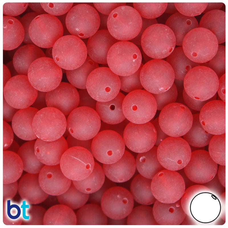 BeadTin Dark Ruby Frosted 10mm Round Plastic Craft Beads (150pcs)