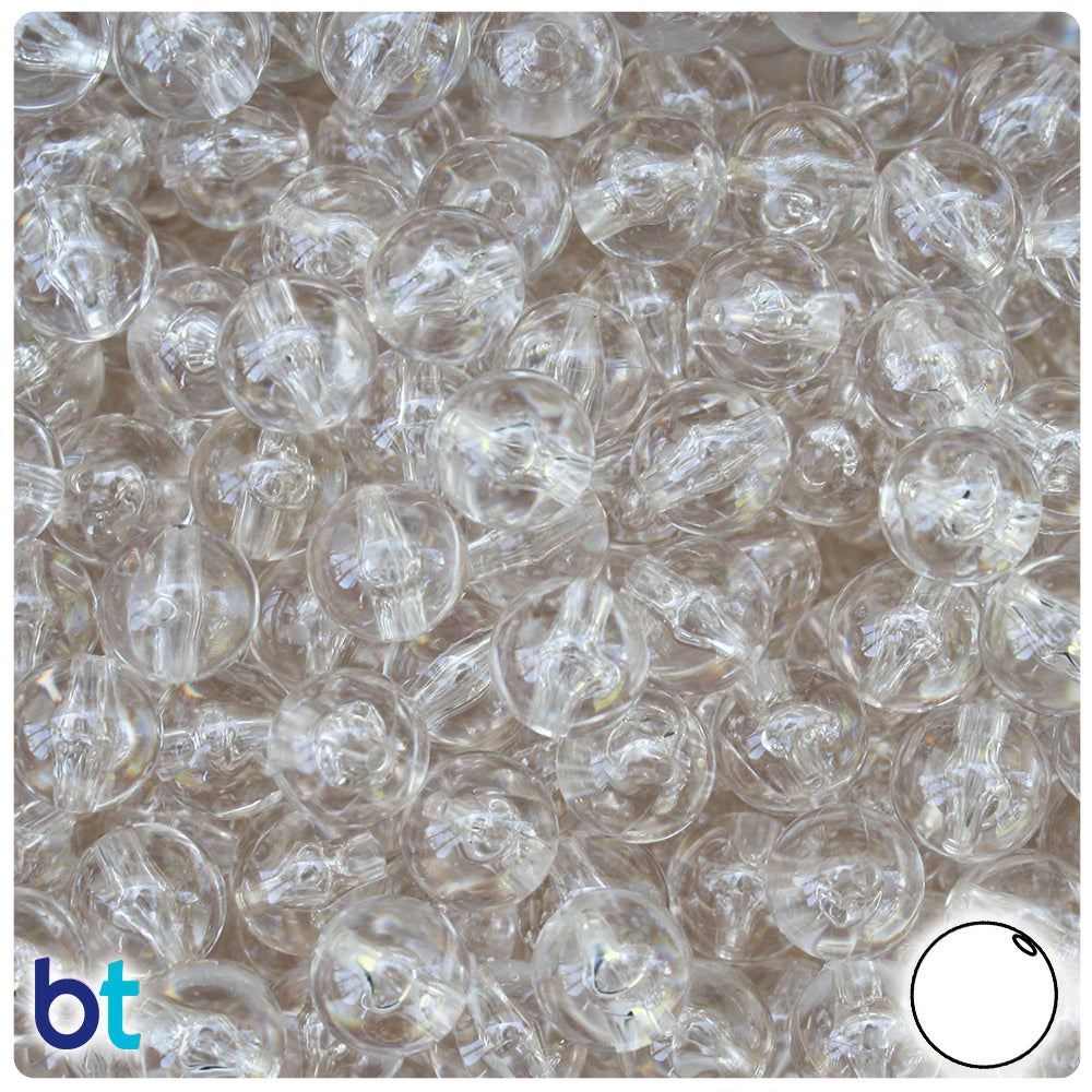 BeadTin Champagne Transparent 10mm Round Plastic Craft Beads (150pcs)