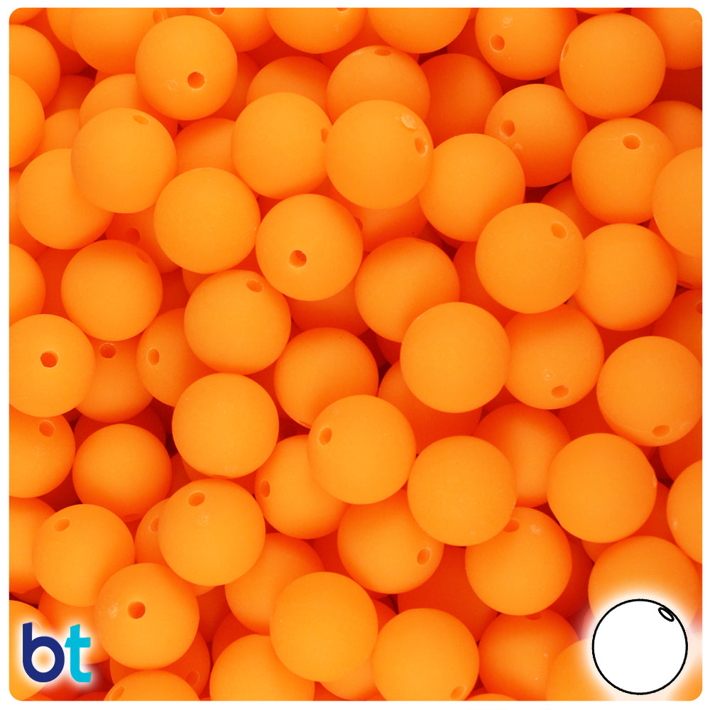 BeadTin Orange Matte 10mm Round Plastic Craft Beads (150pcs)