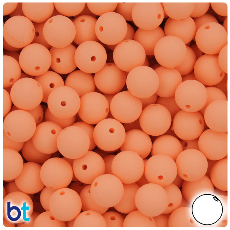 BeadTin Peach Matte 10mm Round Plastic Craft Beads (150pcs)