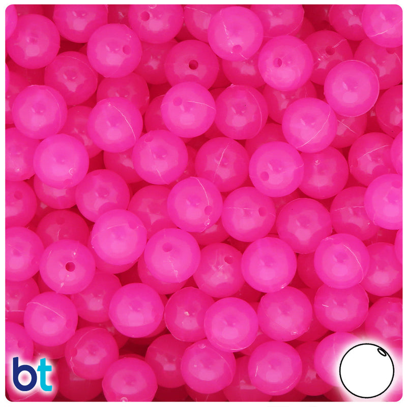 BeadTin Pink Glow 10mm Round Plastic Craft Beads (150pcs)