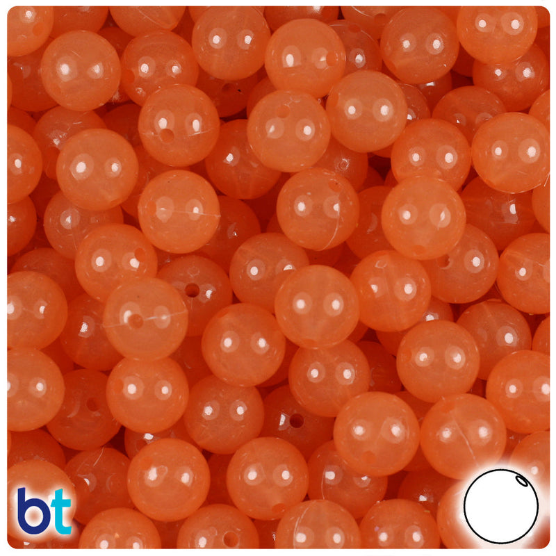 BeadTin Orange Glow 10mm Round Plastic Craft Beads (150pcs)