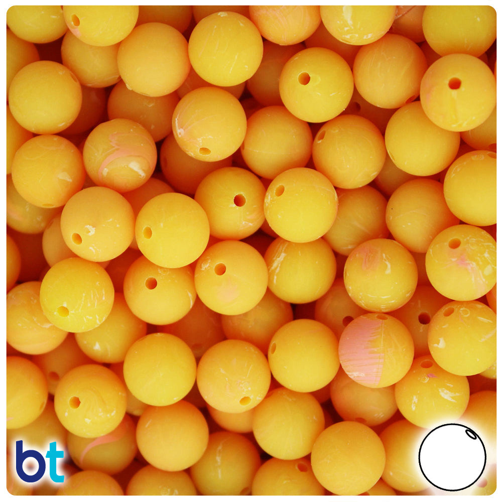 BeadTin Golden Roe Matte 10mm Round Plastic Craft Beads (150pcs)