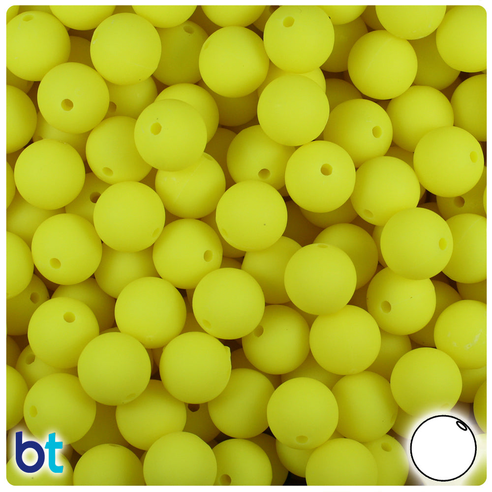 BeadTin Chartreuse Matte 10mm Round Plastic Craft Beads (150pcs)