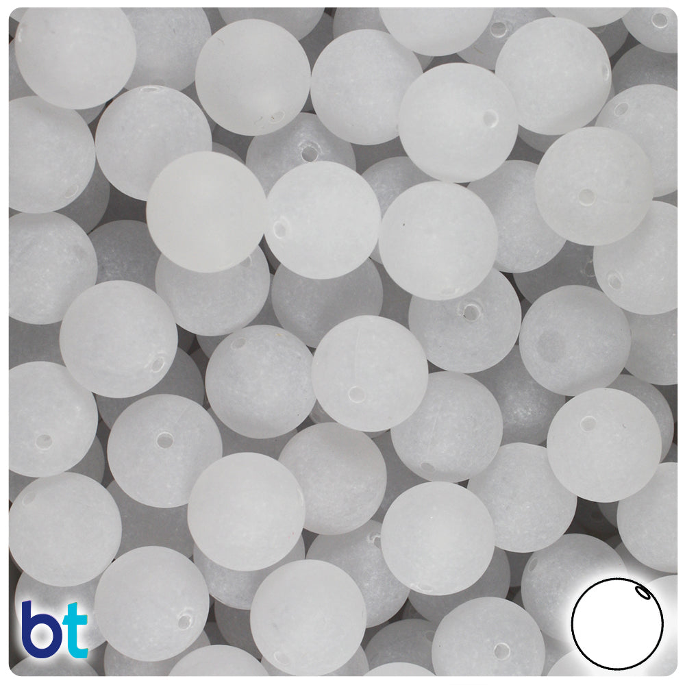 BeadTin Ice Frosted 12mm Round Plastic Craft Beads (60pcs)