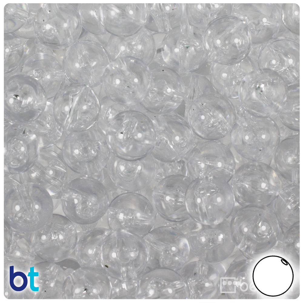 BeadTin Crystal Transparent 12mm Round Plastic Craft Beads (60pcs)