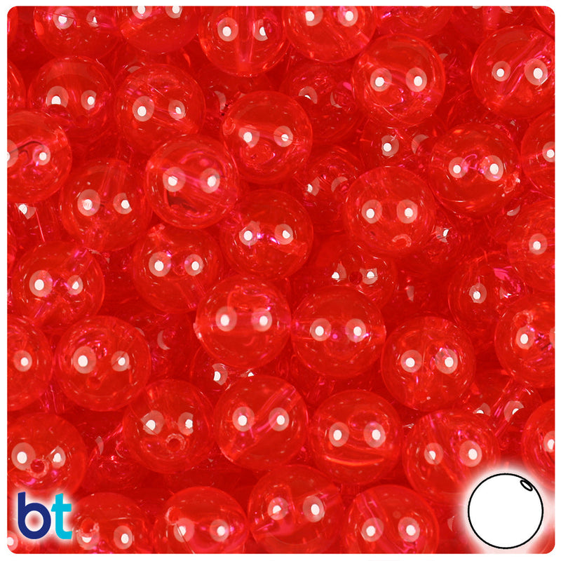 BeadTin Hot Pink Transparent 12mm Round Plastic Craft Beads (60pcs)