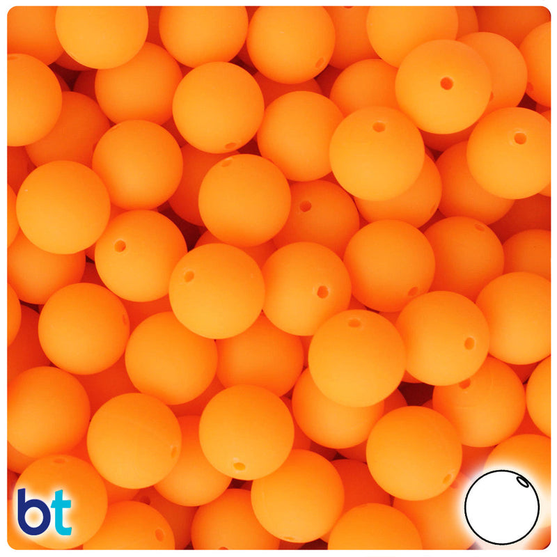 BeadTin Orange Matte 12mm Round Plastic Craft Beads (60pcs)