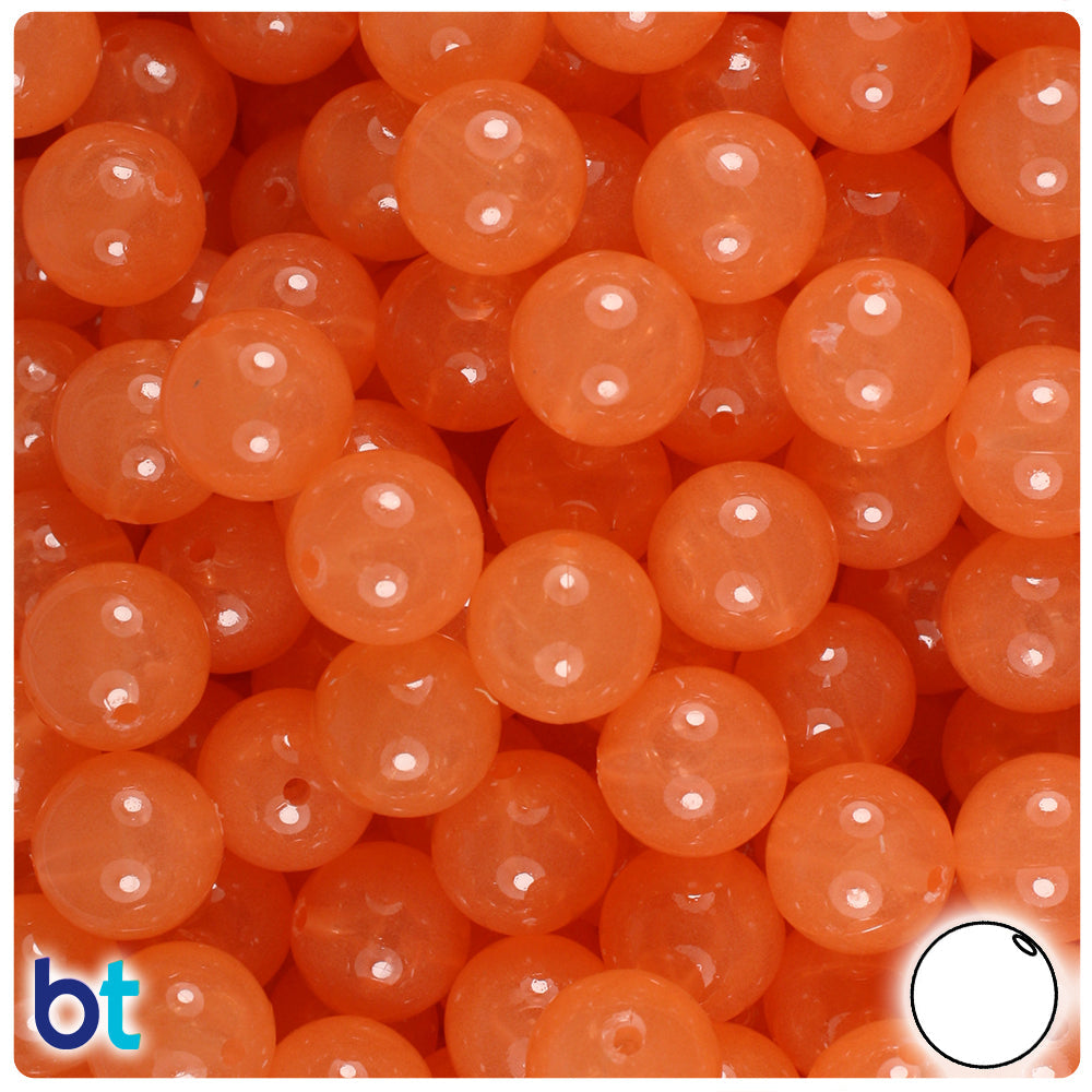BeadTin Orange Glow 12mm Round Plastic Craft Beads (60pcs)