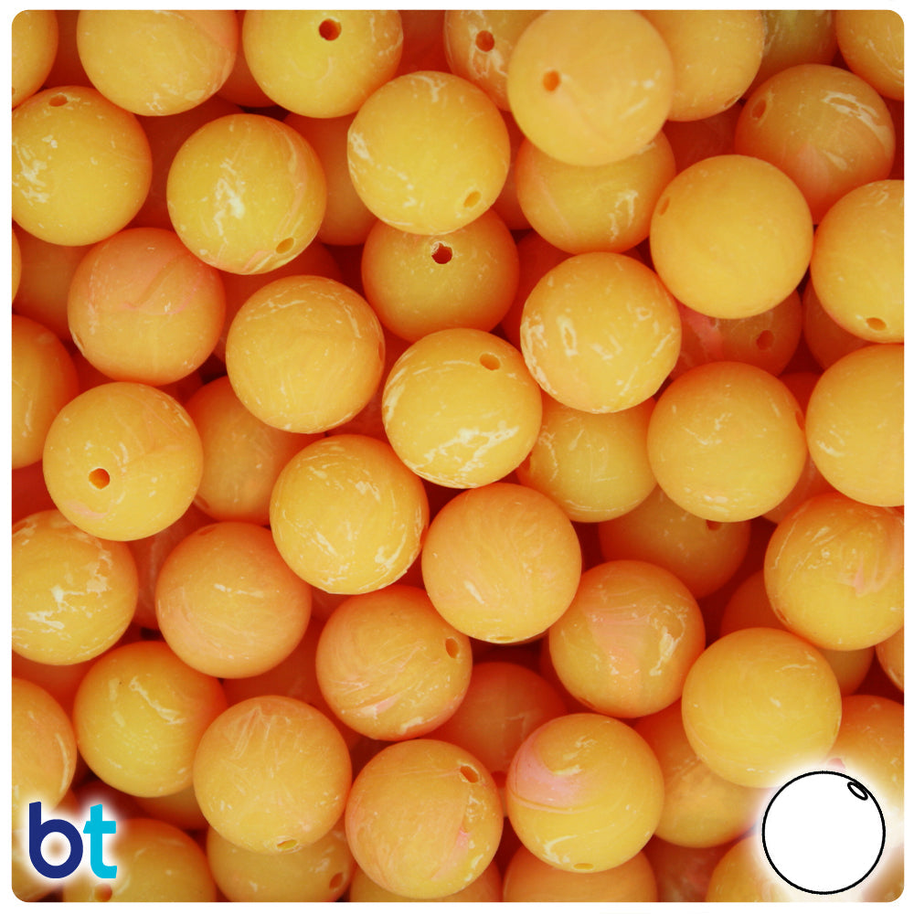 BeadTin Golden Roe Matte 12mm Round Plastic Craft Beads (60pcs)