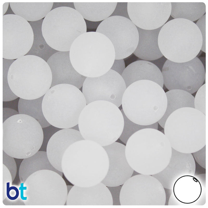 BeadTin Ice Frosted 14mm Round Plastic Craft Beads (36pcs)