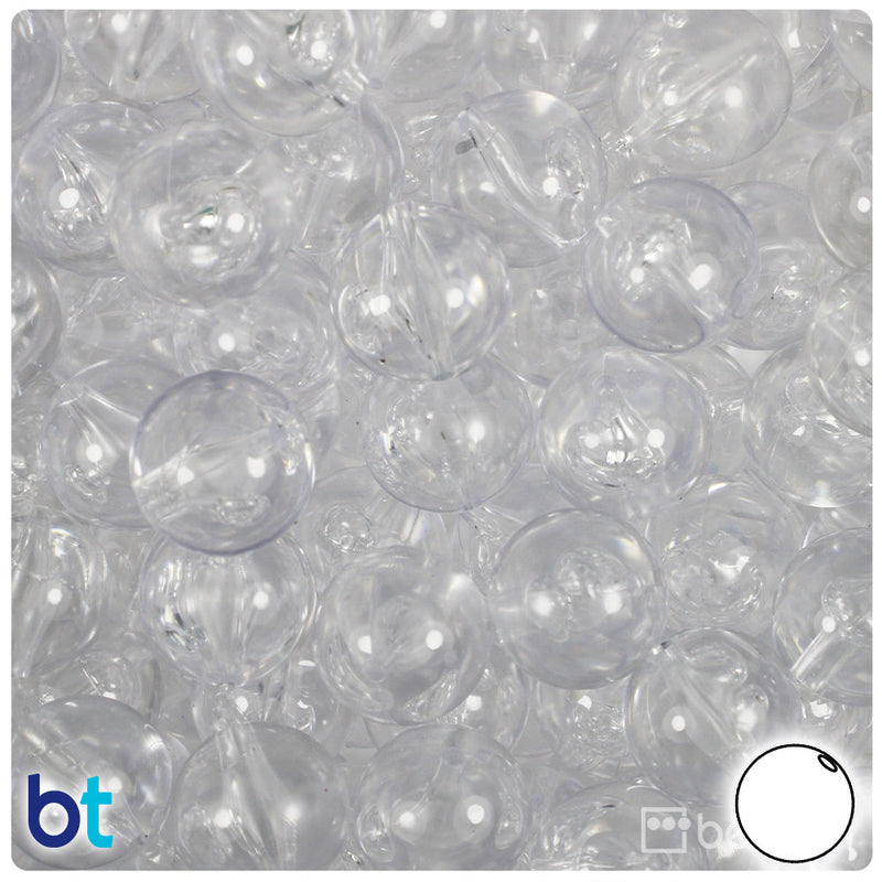 BeadTin Crystal Transparent 14mm Round Plastic Craft Beads (36pcs)