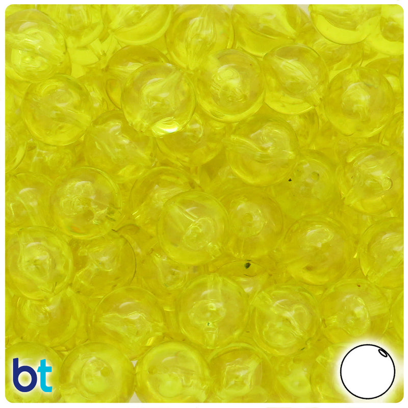 BeadTin Yellow Transparent 14mm Round Plastic Craft Beads (36pcs)