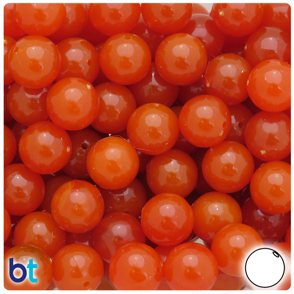 BeadTin Tiger Coral Transparent 14mm Round Plastic Craft Beads (36pcs)