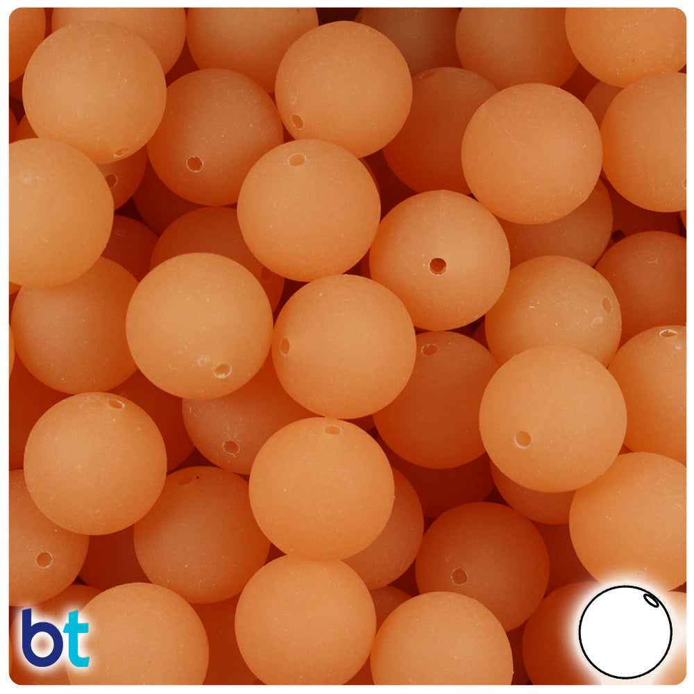 BeadTin Orange Glow Frosted 14mm Round Plastic Craft Beads (36pcs)