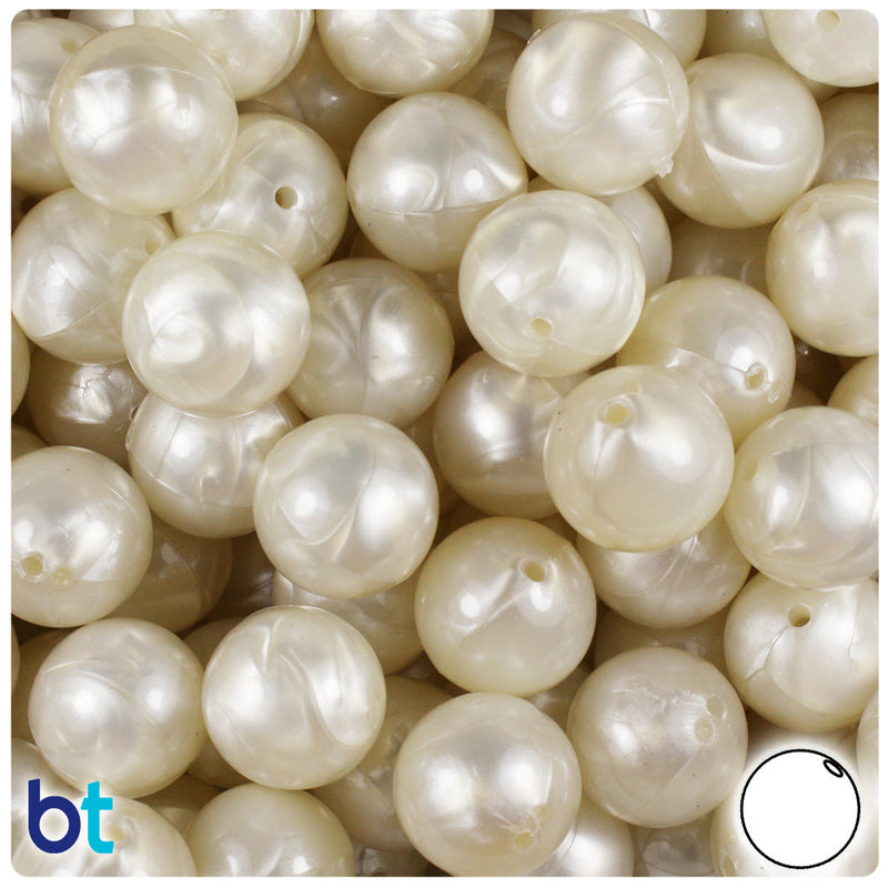 BeadTin Bridal Pearl 14mm Round Plastic Craft Beads (36pcs)