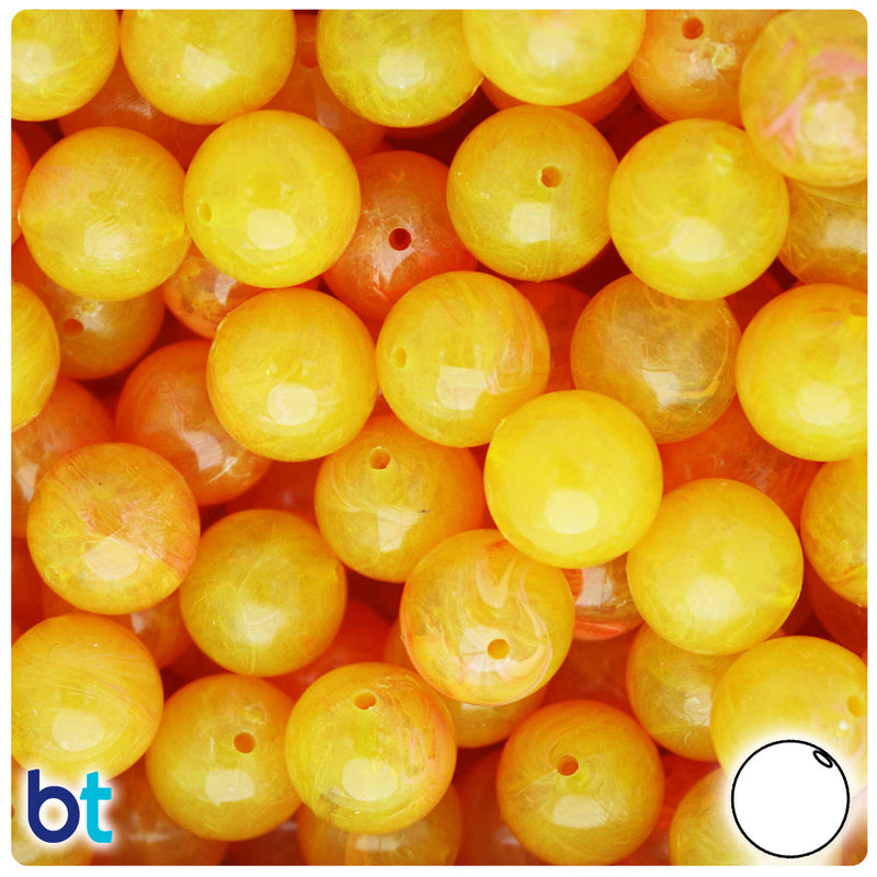 BeadTin Golden Roe Opaque 14mm Round Plastic Craft Beads (36pcs)