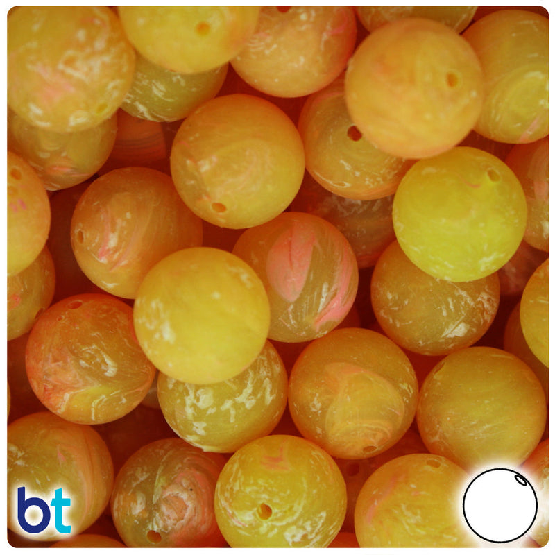 BeadTin Golden Roe Matte 14mm Round Plastic Craft Beads (36pcs)