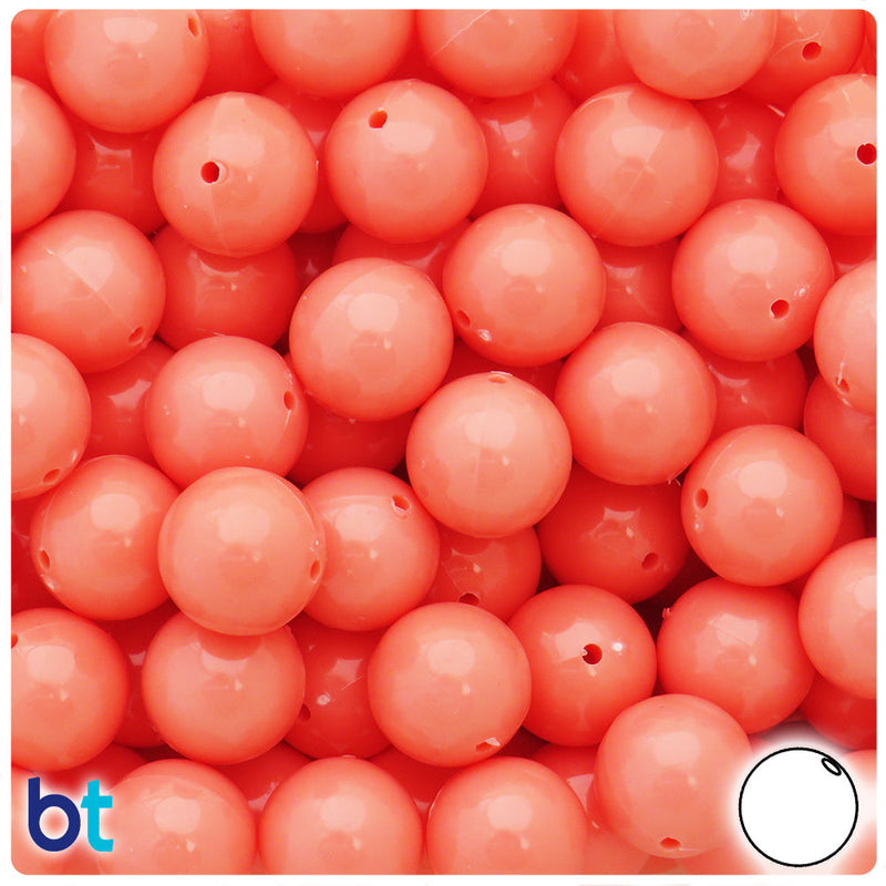 BeadTin Salmon Opaque 14mm Round Plastic Craft Beads (36pcs)