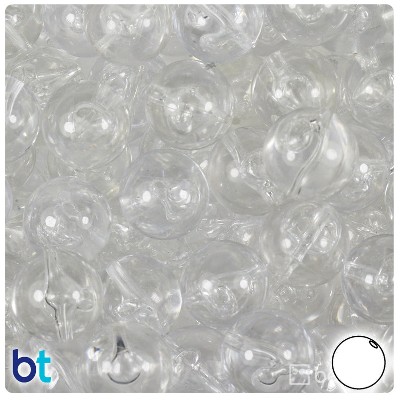 BeadTin Crystal Transparent 16mm Round Plastic Craft Beads (20pcs)