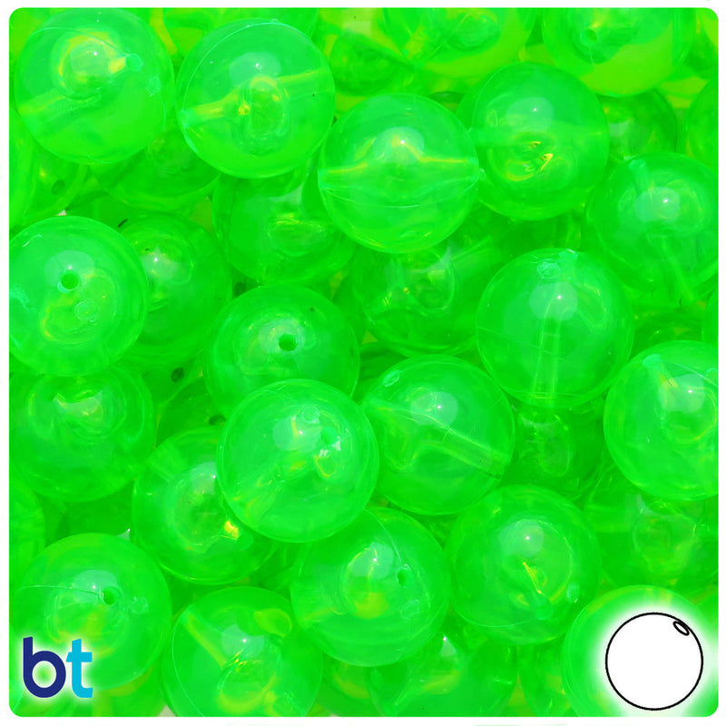 BeadTin Lime Roe Transparent 16mm Round Plastic Craft Beads (20pcs)