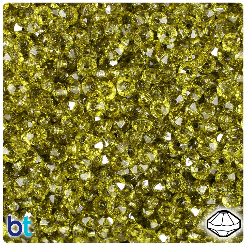 BeadTin Avocado Transparent 6mm Faceted Rondelle Plastic Craft Beads (1350pcs)