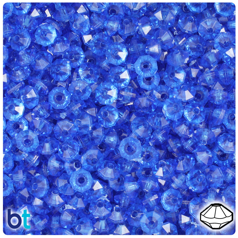 BeadTin Dark Sapphire Transparent 6mm Faceted Rondelle Plastic Craft Beads (1350pcs)