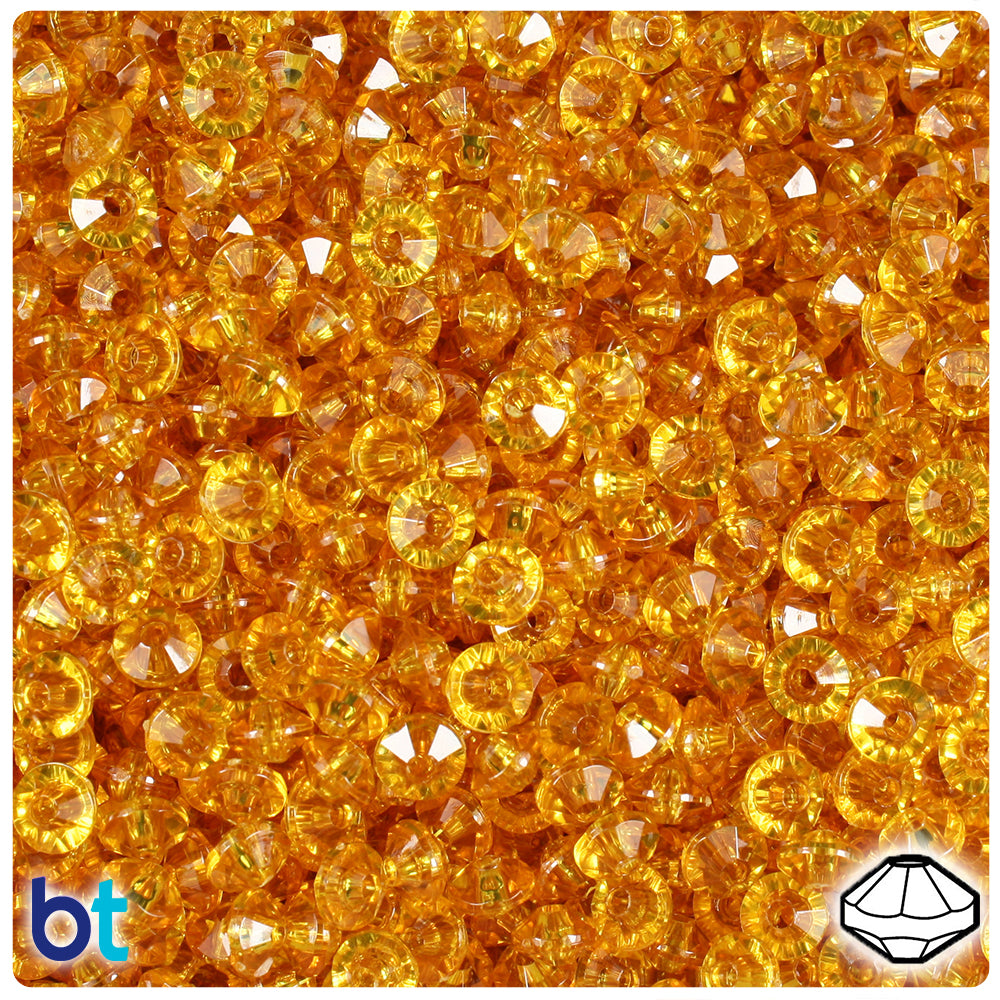 BeadTin Topaz Transparent 6mm Faceted Rondelle Plastic Craft Beads (1350pcs)
