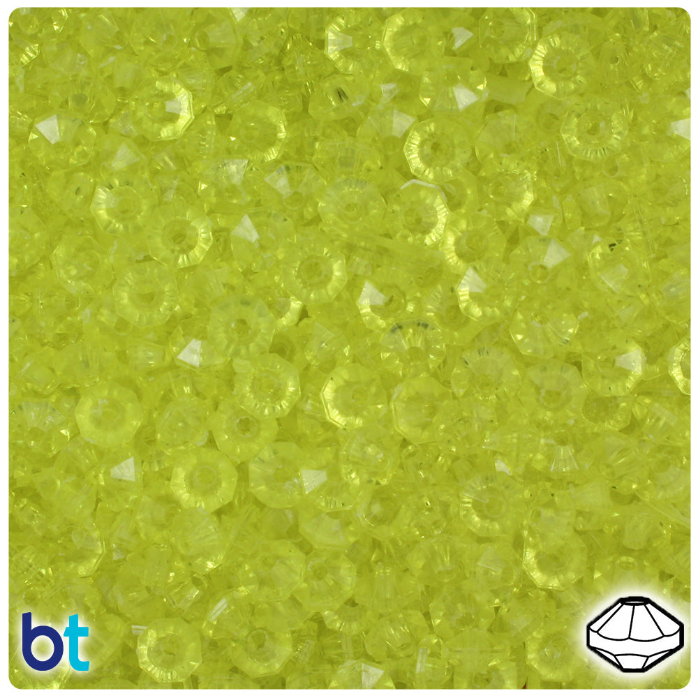 BeadTin Yellow Transparent 6mm Faceted Rondelle Plastic Craft Beads (1350pcs)